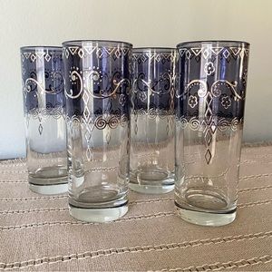 Boho Blue and Silver Glass Tumblers